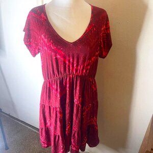 Burgundy Tie Dye Dress